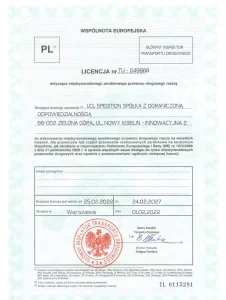 Licence for international commercial road transport