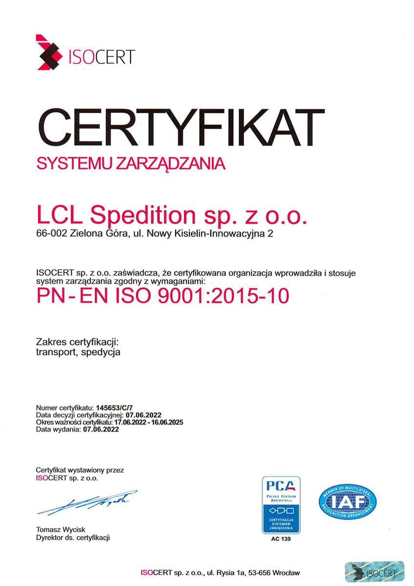 Managementsystem-Zertifikat ISO 9001